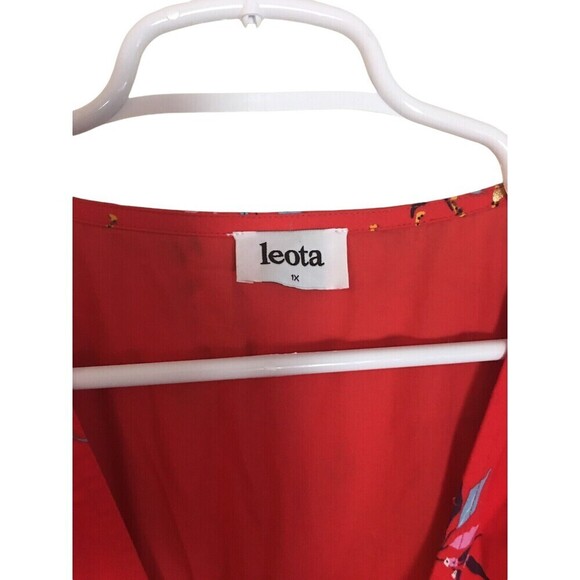 Leota Midi Dress Women's Size 1X Red Cheetahs Long Sleeve Cotton Blend - Picture 4 of 7